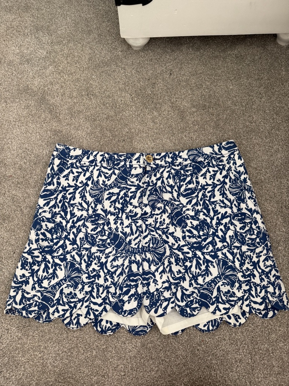 Lilly Pulitzer Navy and White Scallop Hem Printed Skort